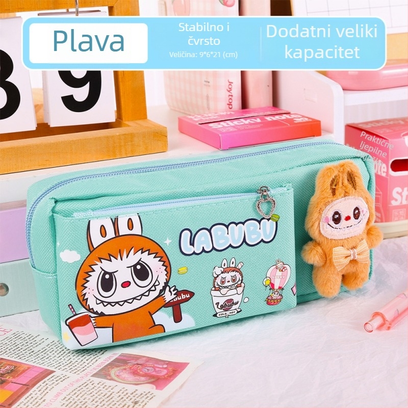 Labubu pernica s karikaturnim uzorkom, od platna, velika kapaciteta, korejska verzija