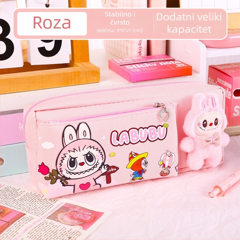 Labubu pernica s karikaturnim uzorkom, od platna, velika kapaciteta, korejska verzija