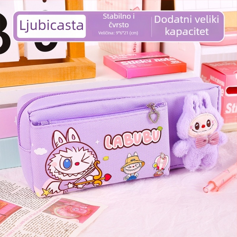 Labubu pernica s karikaturnim uzorkom, od platna, velika kapaciteta, korejska verzija