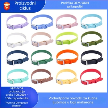 PVC ogrlica za psa s pletenim remenom, jednofarbni dizajn