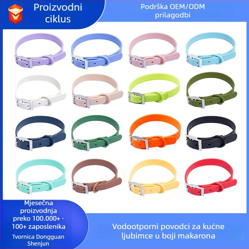 PVC ogrlica za psa s pletenim remenom, jednofarbni dizajn