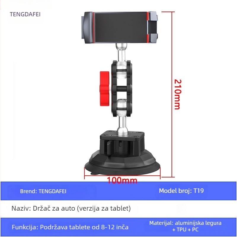 TENGDAFEI nosač automobila za telefon i stalk za prijenos uživo (univerzalno, legura, model T16)