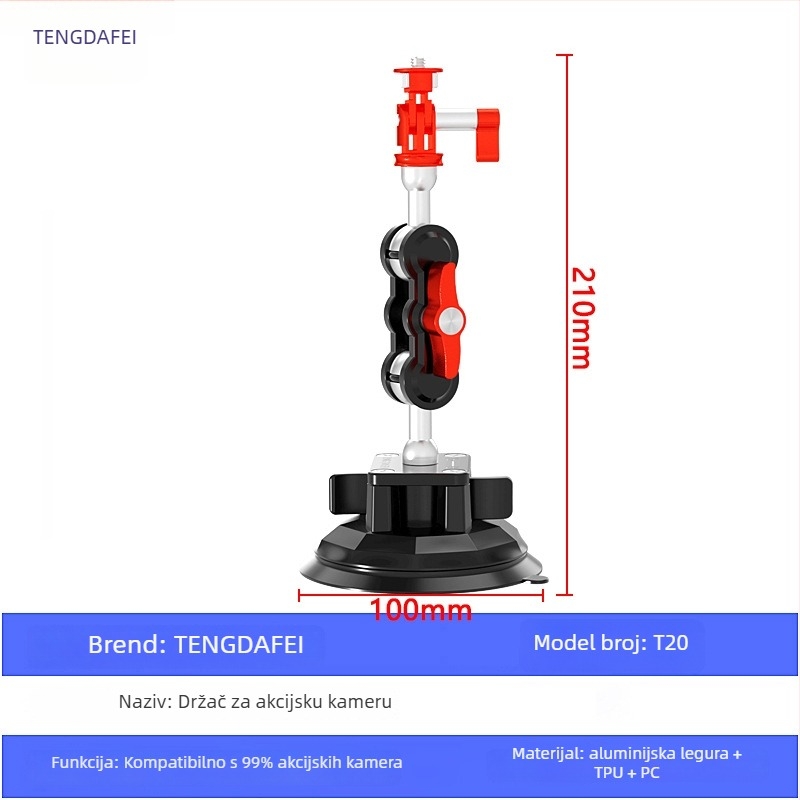 TENGDAFEI nosač automobila za telefon i stalk za prijenos uživo (univerzalno, legura, model T16)