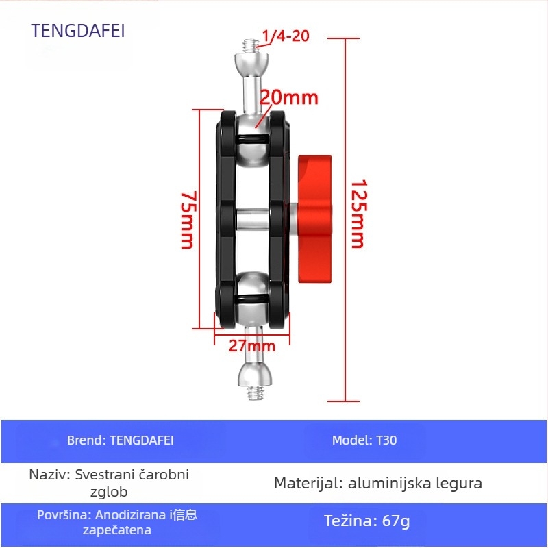 TENGDAFEI nosač automobila za telefon i stalk za prijenos uživo (univerzalno, legura, model T16)