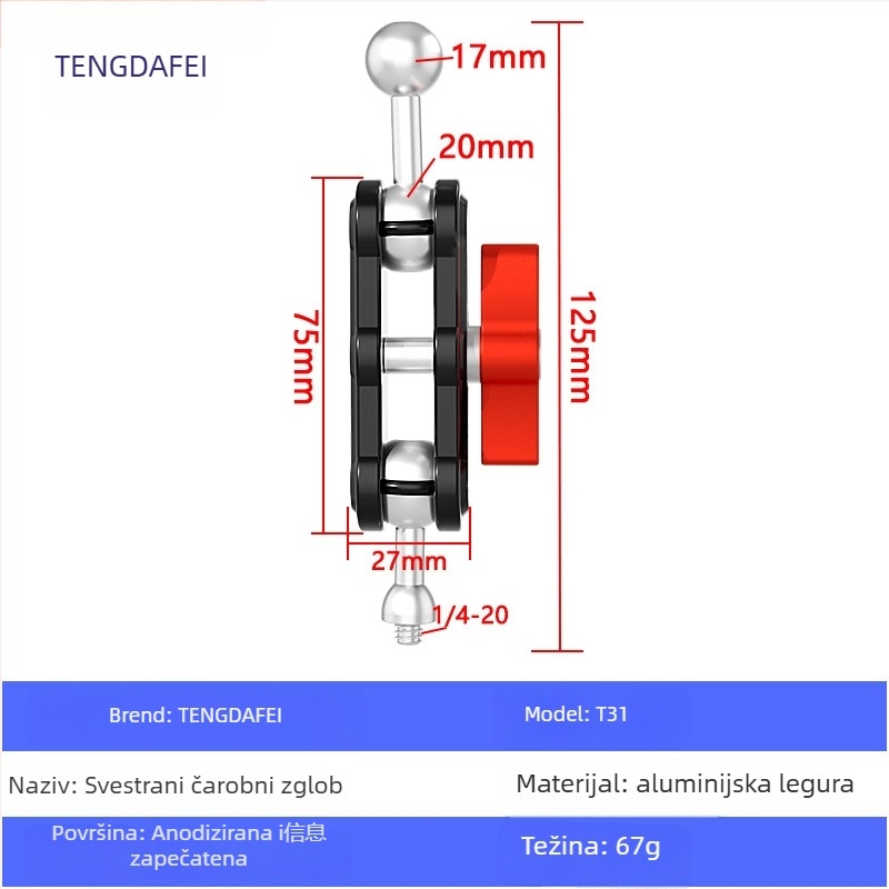 TENGDAFEI nosač automobila za telefon i stalk za prijenos uživo (univerzalno, legura, model T16)
