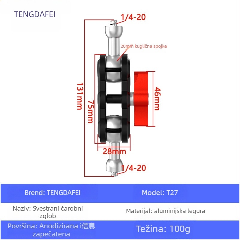 TENGDAFEI nosač automobila za telefon i stalk za prijenos uživo (univerzalno, legura, model T16)