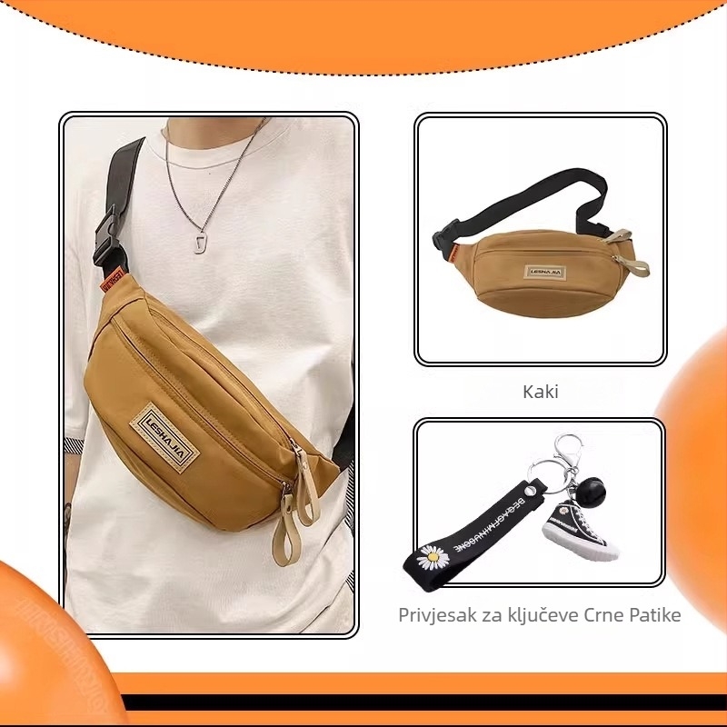 Muška crossbody torba – ulični stil, Oxford tkanina, uzorak s slovima, podstava poliester