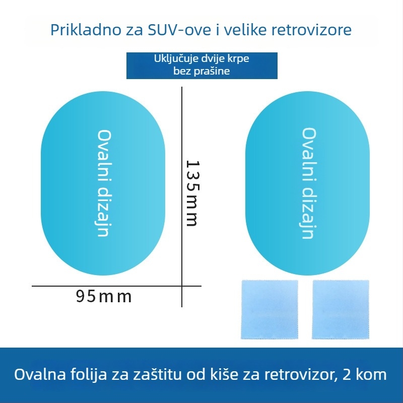 Folie kišu za stražnji retrovizor i bočne prozore automobila, vodootporna, antifog, univerzalni fit