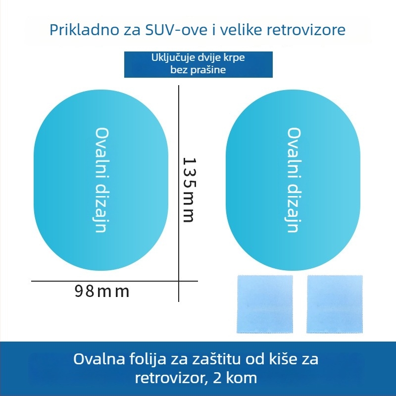 Folie kišu za stražnji retrovizor i bočne prozore automobila, vodootporna, antifog, univerzalni fit
