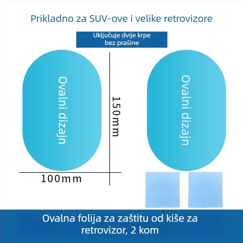 Folie kišu za stražnji retrovizor i bočne prozore automobila, vodootporna, antifog, univerzalni fit