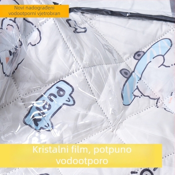 Prednje vjetrobransko staklo za električno vozilo – prozirno, vodootporno, zaštita od sunca; model 001; pogodno za motocikle sa retrovizorom i bez košarice; materijal: Oxford platno + plastika