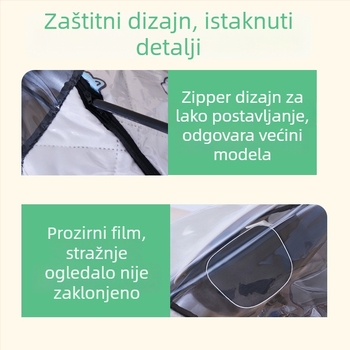 Prednje vjetrobransko staklo za električno vozilo – prozirno, vodootporno, zaštita od sunca; model 001; pogodno za motocikle sa retrovizorom i bez košarice; materijal: Oxford platno + plastika