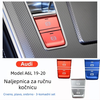 Dekorativna pločica za gumb od aluminijske legure za elektroničku ručnu kočnicu i središnju kontrolu Audi A6L/A7 2019–2020, s logom.