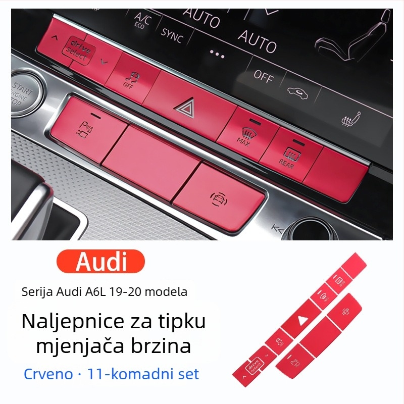 Dekorativna pločica za gumb od aluminijske legure za elektroničku ručnu kočnicu i središnju kontrolu Audi A6L/A7 2019–2020, s logom.