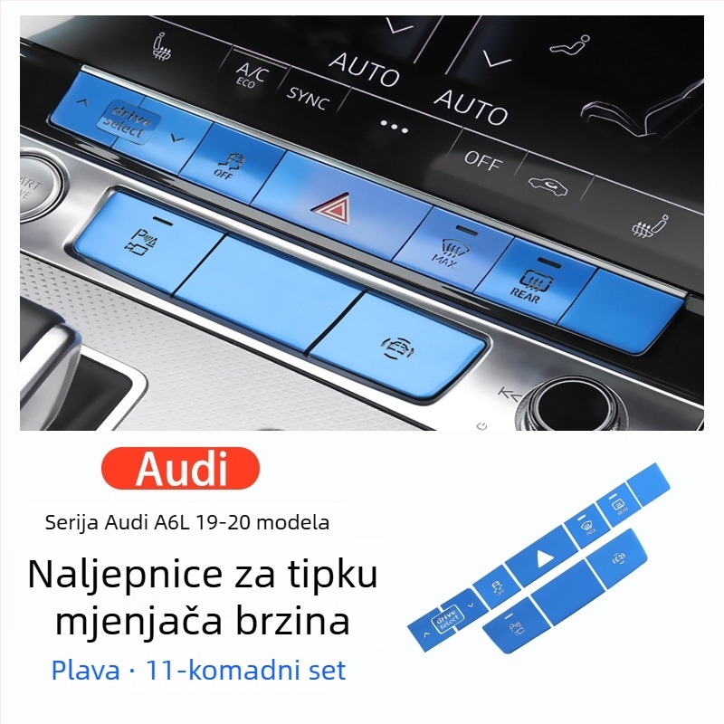 Dekorativna pločica za gumb od aluminijske legure za elektroničku ručnu kočnicu i središnju kontrolu Audi A6L/A7 2019–2020, s logom.