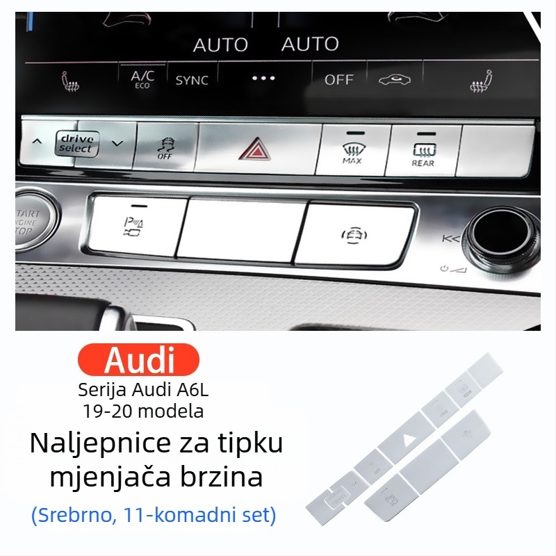 Dekorativna pločica za gumb od aluminijske legure za elektroničku ručnu kočnicu i središnju kontrolu Audi A6L/A7 2019–2020, s logom.