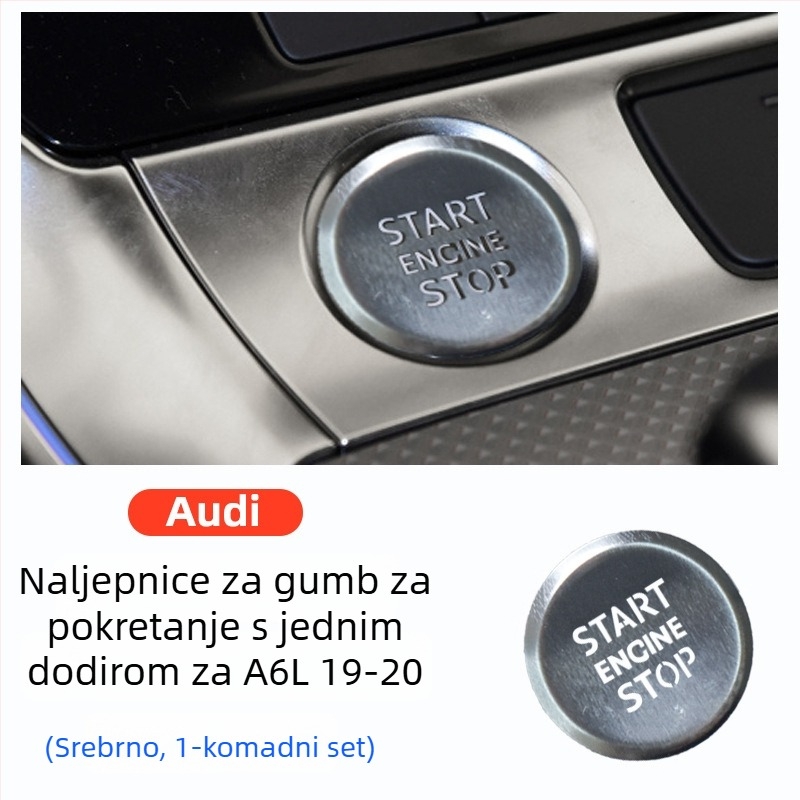 Dekorativna pločica za gumb od aluminijske legure za elektroničku ručnu kočnicu i središnju kontrolu Audi A6L/A7 2019–2020, s logom.