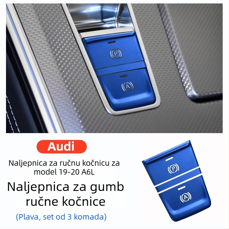 Dekorativna pločica za gumb od aluminijske legure za elektroničku ručnu kočnicu i središnju kontrolu Audi A6L/A7 2019–2020, s logom.