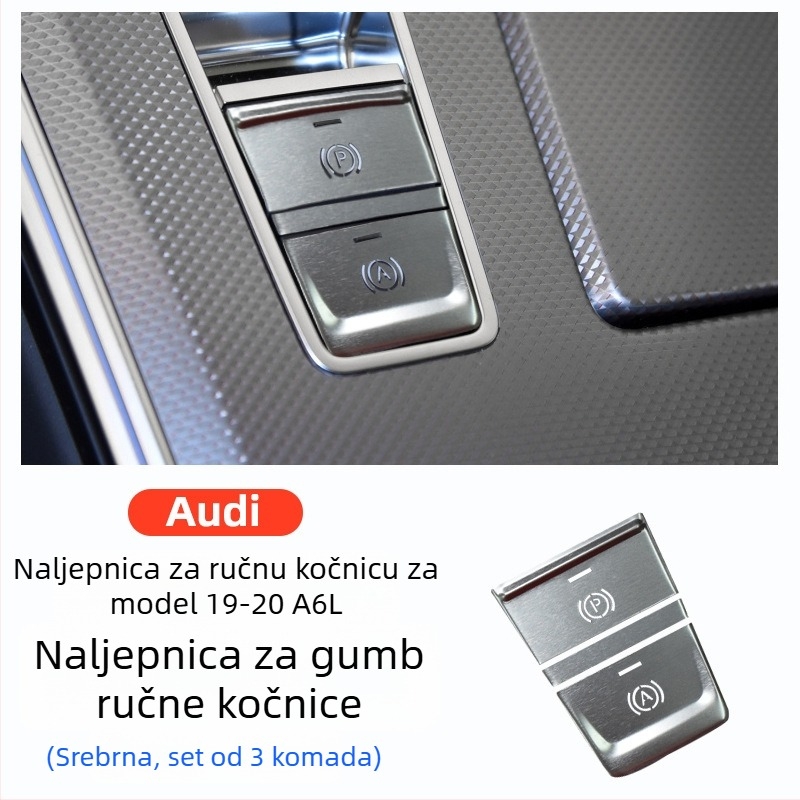 Dekorativna pločica za gumb od aluminijske legure za elektroničku ručnu kočnicu i središnju kontrolu Audi A6L/A7 2019–2020, s logom.