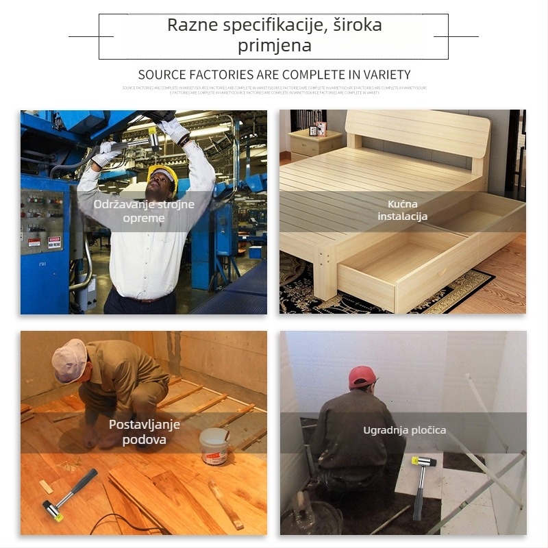 Montirajući čekić s gumom glavom i odvojivim dvostrukim glavama, čelična cijev drška (Br: Golden eagle; Materijal glave: guma; Materijal ručke: čelik; Neto težina: 1 kg; Specifikacija: 25303540)