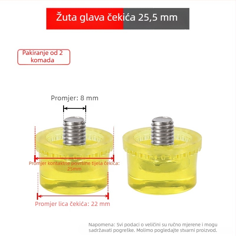 Montirajući čekić s gumom glavom i odvojivim dvostrukim glavama, čelična cijev drška (Br: Golden eagle; Materijal glave: guma; Materijal ručke: čelik; Neto težina: 1 kg; Specifikacija: 25303540)