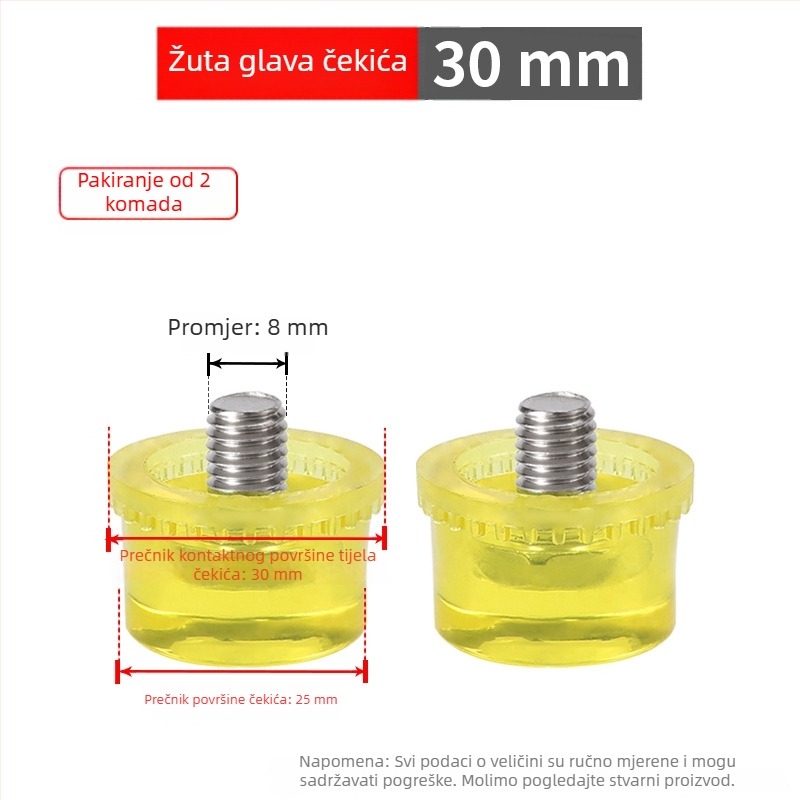 Montirajući čekić s gumom glavom i odvojivim dvostrukim glavama, čelična cijev drška (Br: Golden eagle; Materijal glave: guma; Materijal ručke: čelik; Neto težina: 1 kg; Specifikacija: 25303540)