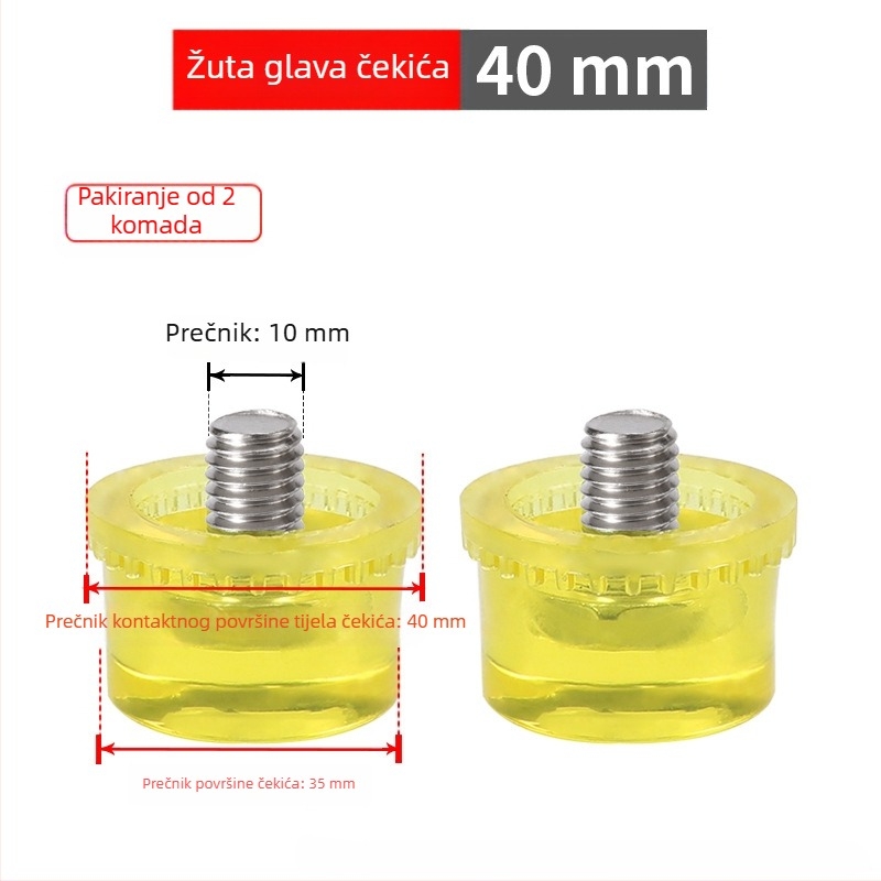 Montirajući čekić s gumom glavom i odvojivim dvostrukim glavama, čelična cijev drška (Br: Golden eagle; Materijal glave: guma; Materijal ručke: čelik; Neto težina: 1 kg; Specifikacija: 25303540)