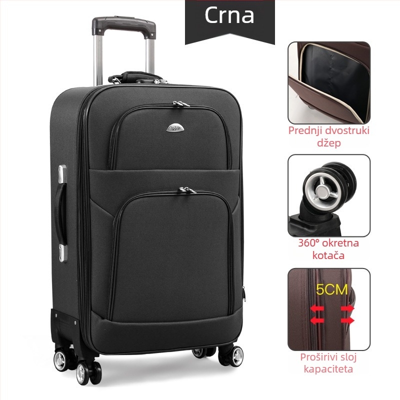 Platneni putni kovčeg s univerzalnim kotačićima, otvor na zip, zaključavanje s lozinkom, anti-kradnja i otporan na habanje, za slobodno vrijeme putovanja