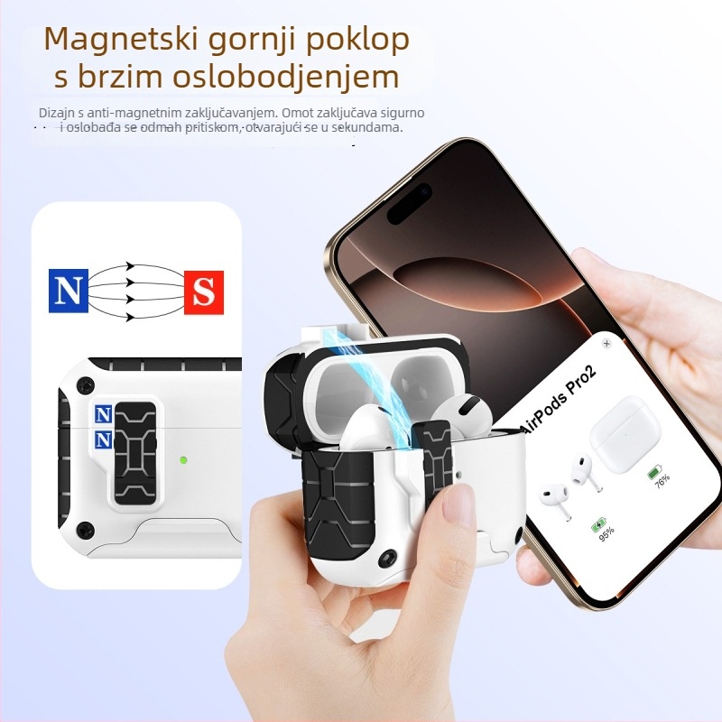 AirPods torbica za Apple — TPU+PC kućište, multifunkcionalno, prijenosno, univerzalna kompatibilnost, izrađeno sprejem tehnologijom