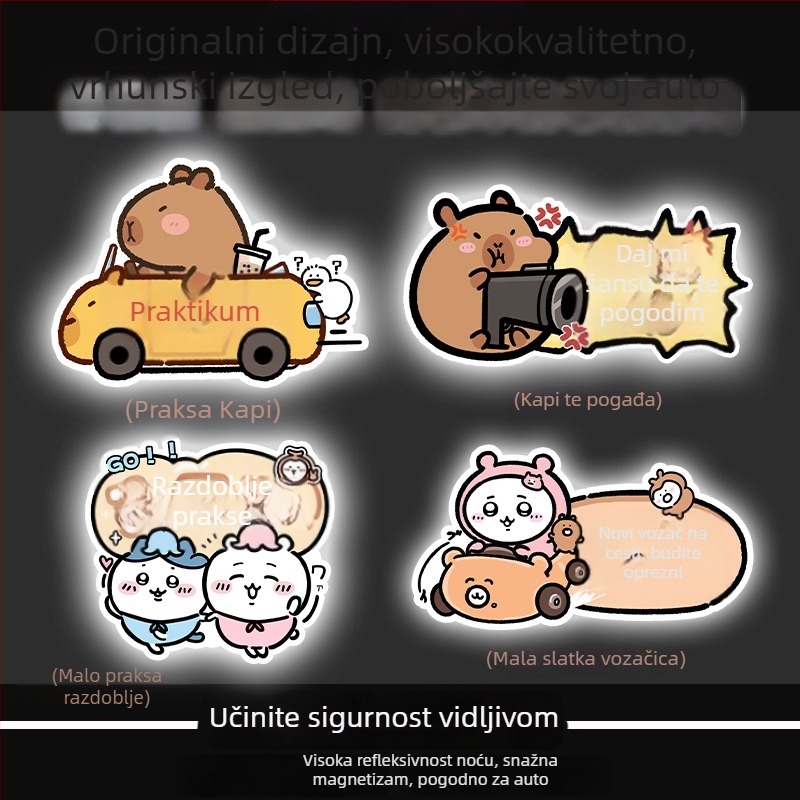 Automobilska naljepnica s magnetskim ugradnjom, reflektivna površina, zaštita od sunca i ogrebotina — karikatura uzorak