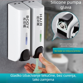 Dvojno-glavni ručni dozator sapuna, plastični, zidni, ručno pritiskanje, 600 g, moderni minimalistički dizajn