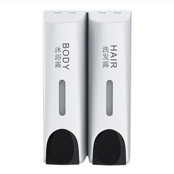 Dvojno-glavni ručni dozator sapuna, plastični, zidni, ručno pritiskanje, 600 g, moderni minimalistički dizajn