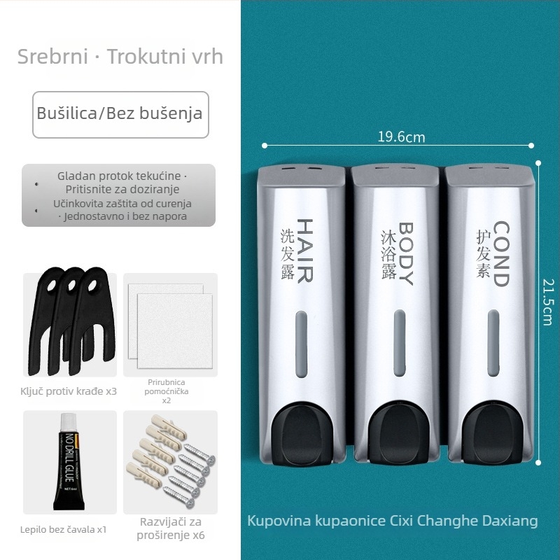 Dvojno-glavni ručni dozator sapuna, plastični, zidni, ručno pritiskanje, 600 g, moderni minimalistički dizajn