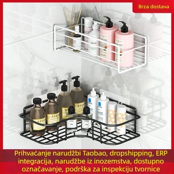 Trokutna kutna polica za kupaonicu - željezo, premaz pečenim lakom, jednodjelna, nosivost 5