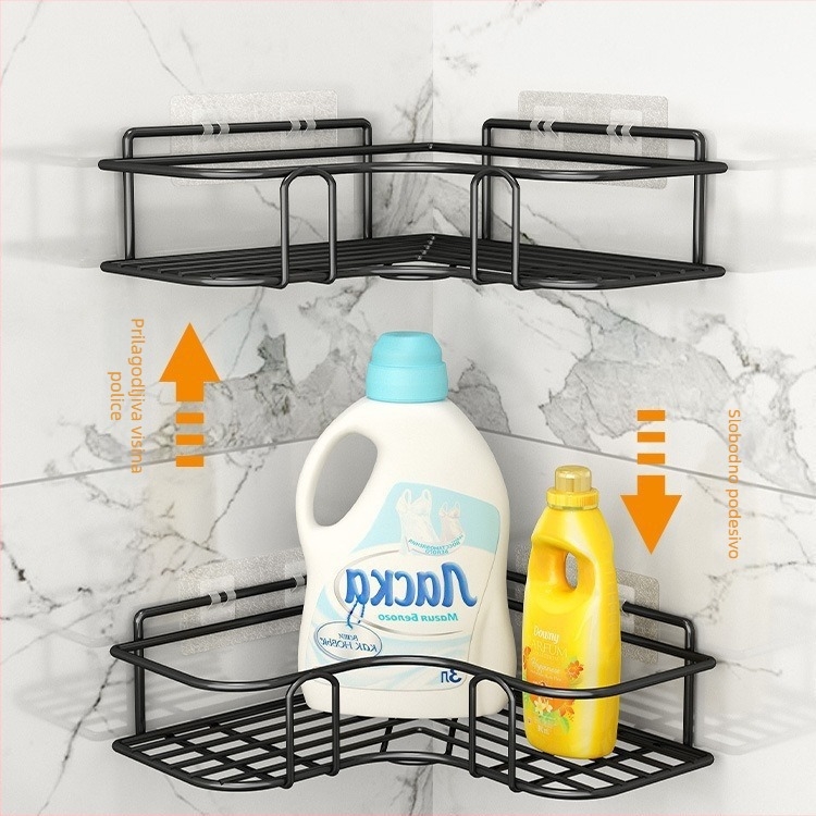 Trokutna kutna polica za kupaonicu - željezo, premaz pečenim lakom, jednodjelna, nosivost 5