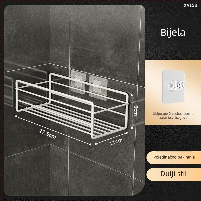 Trokutna kutna polica za kupaonicu - željezo, premaz pečenim lakom, jednodjelna, nosivost 5