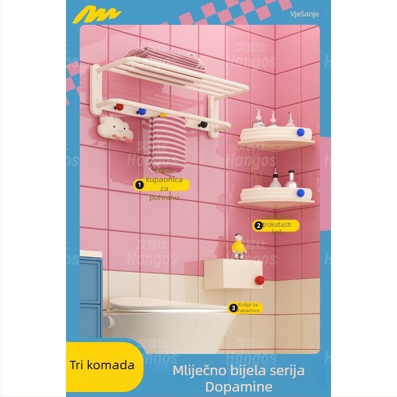 Držač ručnika Dopamine Cream Stil – Anodizirani Space aluminij, 1 sloj, Opterećenje 10, Kineski Stil, Skladištenje