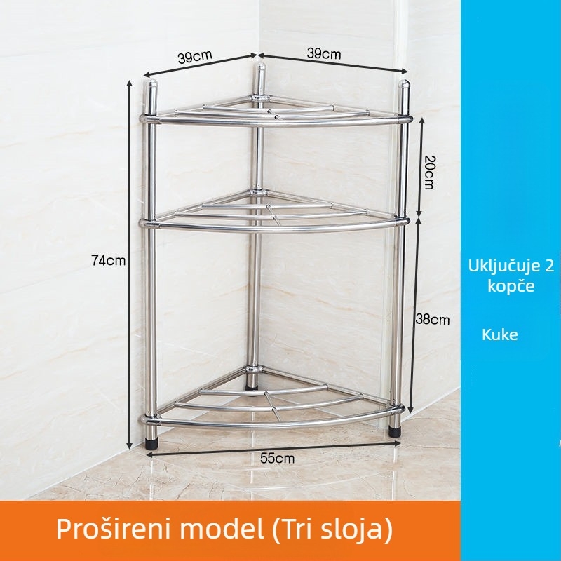 Stalak za umivaonik od nehrđajućeg čelika, podni organizator za kupaonicu, jednoslojni, model 5430, nosivost do 80 kg