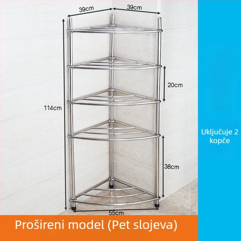 Stalak za umivaonik od nehrđajućeg čelika, podni organizator za kupaonicu, jednoslojni, model 5430, nosivost do 80 kg