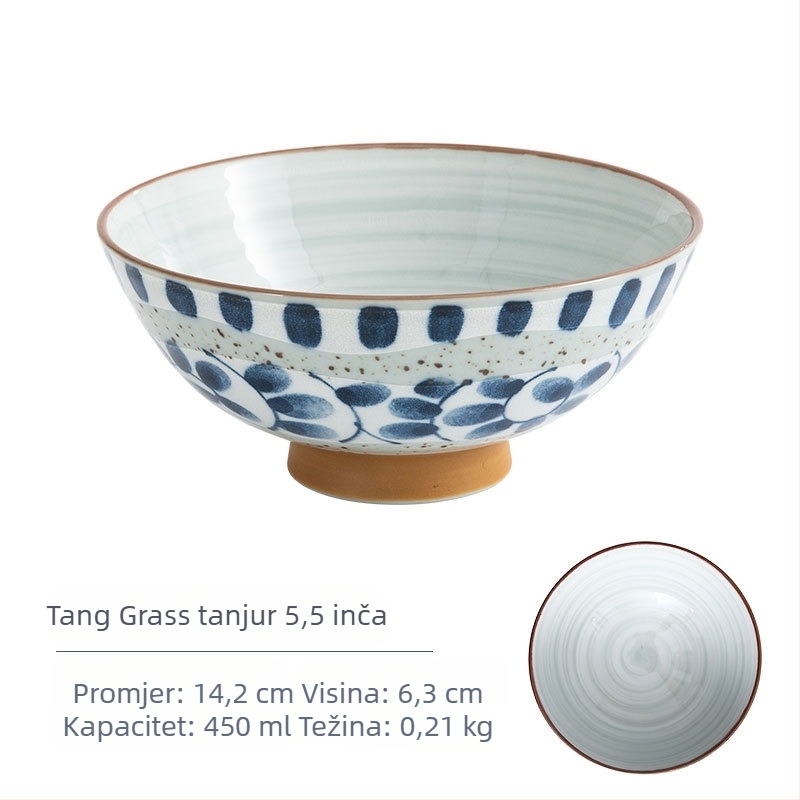 Mino Yaki porcelanska zdjela za rižu s cvjetnim uzorkom, japanski stil, okrugla, mikrovalna sigurna