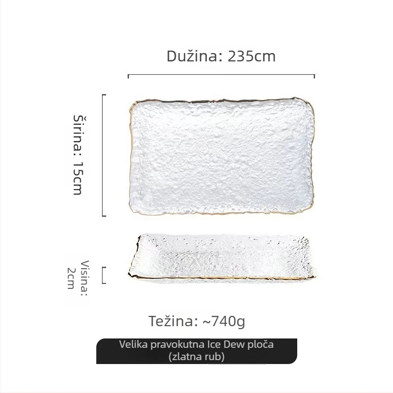 Staklena pravokutna posuda za posluživanje, japanskog stila, ručno oslikana površina, mogućnost otiska logotipa, prilagodljiva dorada