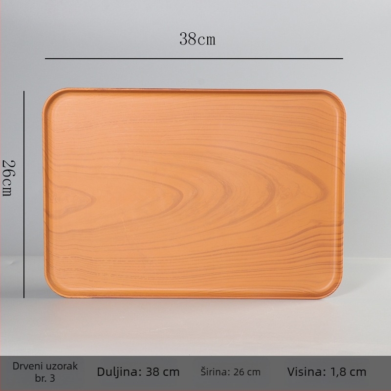 Pravokutni melamin plastični pladanj za hotele i hostele – prilagodljiv s otiskom logotipa, privatna marka dostupna, moderan minimalistički dizajn