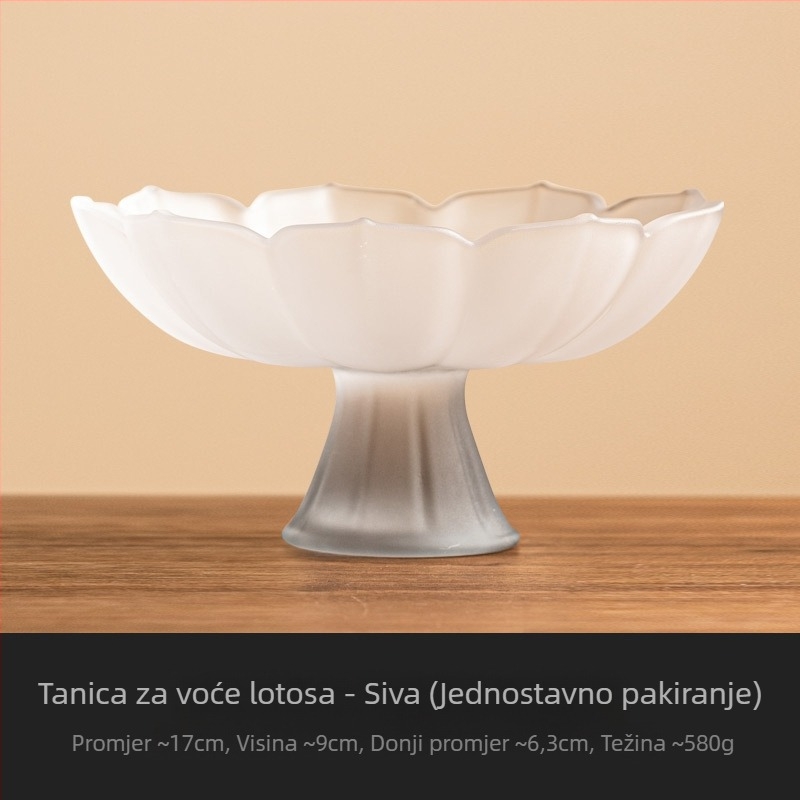 YOGEHOME staklena posuda za voće s visokim nogama, motiv lotosa, novi kineski stil, desertni tanjur, izdanje 2024