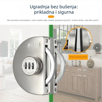 Brava za staklena vrata - Mehanička, nehrđajući čelik, model 102, za staklena vrata, debljina zaključne šipke 12 mm