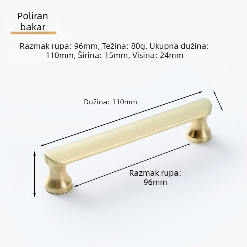 Drška za ormar i ladicu od cinkovog legura, elektroplatirani završni premaz, moderni minimalisticki stil, model 3039, površinski montirana