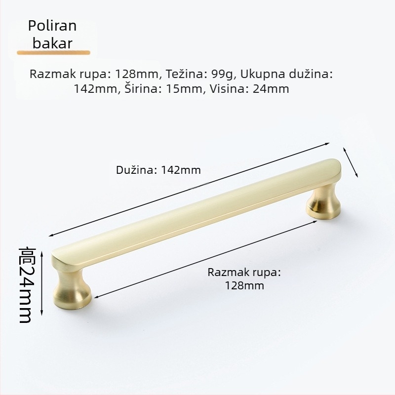 Drška za ormar i ladicu od cinkovog legura, elektroplatirani završni premaz, moderni minimalisticki stil, model 3039, površinski montirana