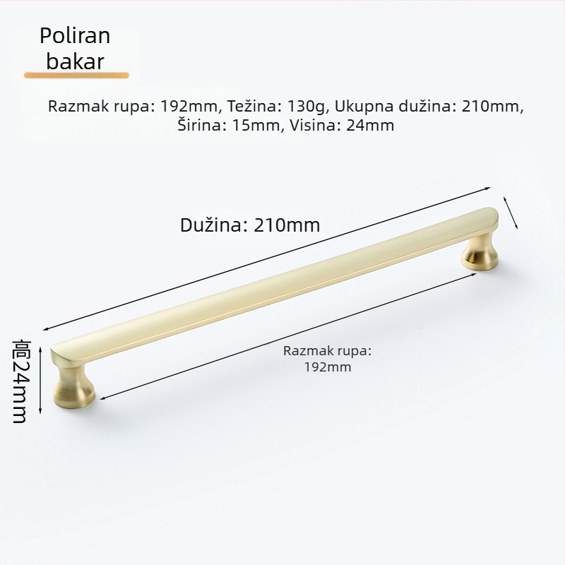 Drška za ormar i ladicu od cinkovog legura, elektroplatirani završni premaz, moderni minimalisticki stil, model 3039, površinski montirana