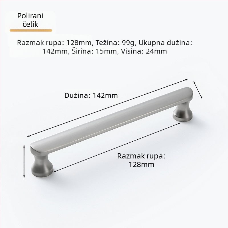 Drška za ormar i ladicu od cinkovog legura, elektroplatirani završni premaz, moderni minimalisticki stil, model 3039, površinski montirana