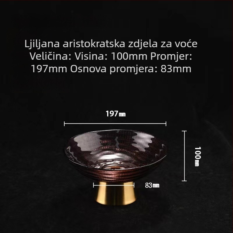 Hydemann stakleni tanjur za voće, svijetli luksuzni retro stil, ljeto 2021