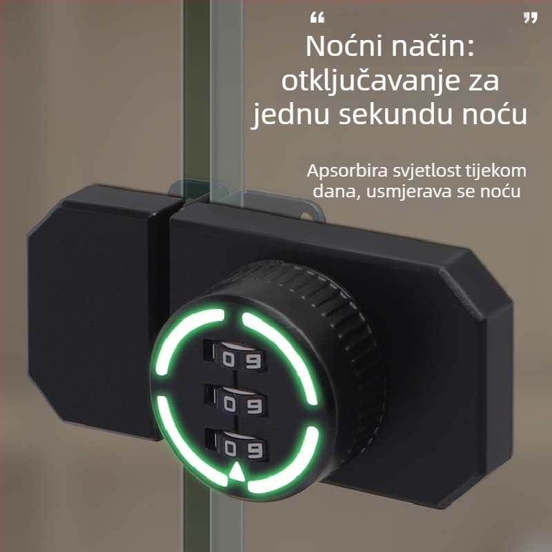 Katanac za vitrinu s lozinkom, bez bušenja — tijelo od cinkove zlitine, model: Katanac vitrine s lozinkom, marka Sukop, tip: brojčani